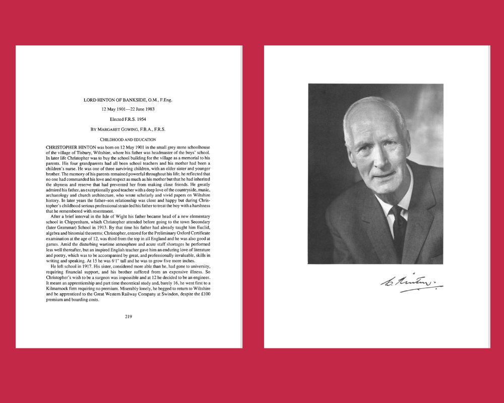 Gowing eulogy of Hinton