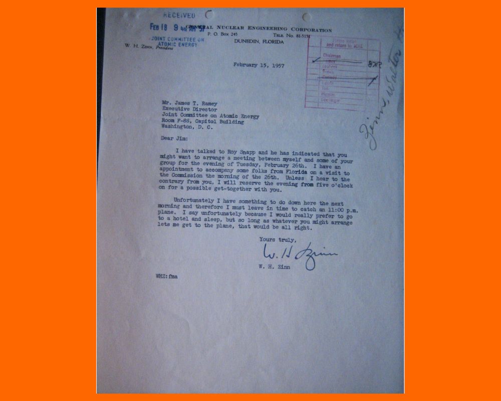Zinn 1957 letter